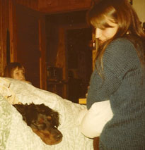 Pernille, Trim og jeg på hytta til Kjella i 1981