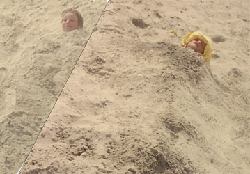 Gutta med sand-dyner